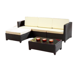 5 Piece Rattan Patio Sectional Living Sofa Set