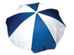 Casey Beach Umbrella Blue white Retail Box Out Of Box Failure Warranty. features:  enjoy Summer From Sun-up To Sun-down• 4CM Diameter Pole• 2 Piece Aluminum Frame•