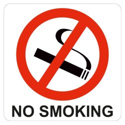 No Smoking Symbolic Sign Printed On White Acp 150 X 150MM