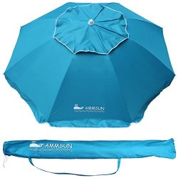 Ammsun Outdoor Patio Beach Umbrella Sun Shelter With Tilt And Carry Bag Solid Lake Blue