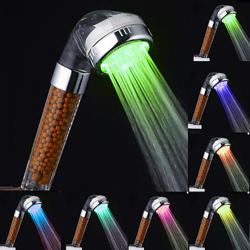 Contemporary Chrome Finish Temperature Visualizer Water Purification Led Shower Head Silver ..