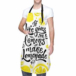 Molian If Life Gives You Lemons Make Lemonade Kitchen Apron With 2 Pockets Home Gardening Bbq Grill Chef Cooking Aprons For Women Men - Gifts