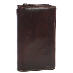 Polo Kenya Leather Double Zip Travel Wallet - Brown
