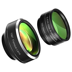 Mozeat Lens 3-in-1 Clip-on Cell Phone Camera Lens Fisheye Lens 150 Degree Wide Angle Lens 15x Macro Lens For Iphone Samsung Android Smartphones