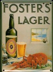 Fosters Lobster Small Nostalgic Vintage Metal Tin Pub Sign By Pub World Memorabilia