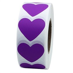 Hybsk Purple Color Coding Dot Labels 30MM Love Heart Natural Paper Stickers Adhesive Label 1 000 Per Roll 1 Roll