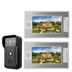 Ennio 7 Inch Wired Video Door Phone Doorbell Intercom Kit 1-CAMERA 2-MONITOR Night V