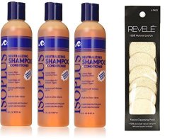 Isoplus Neutralizing Shampoo + Conditioner 8 Ounce 3 Pack With Revele Loofah Pads