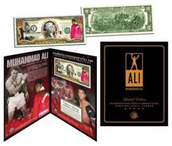 Muhammad Ali Colorized U.s. $2 Bill With Collectible Folio Officially Licensed