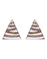 Lily & Rose Triangle Enamel Striped Earrings White