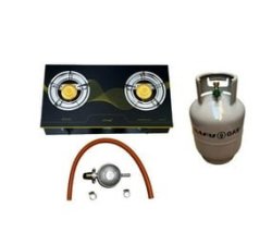 2-PLATE Tempered Glass Gas Stove And 9KG Gas Cylinder