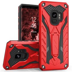Zizo Static Series Samsung Galaxy S9 Case - Impact Resistant With Built In Kickstand Red & Black