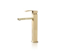 Bathroom Gold Brushed Tall Sink Basin Lever Arch Mixer Tap