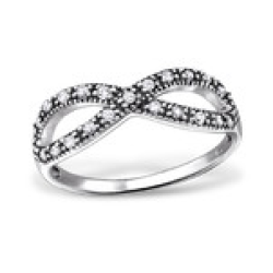 C343-C31583 - 925 Sterling Silver Infinity Ring With Stones - Size 7