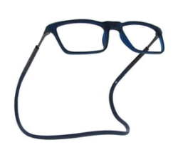 Rectangular Magnetic Blue Blocking Reading Glasses Navy +2.50