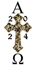 Ornate Golden Cross Pascal Easter Candle - 100 X 400MM New Design