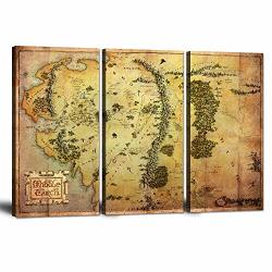 Map Of Middle Earth Wall Art Lord Of The Rings Map Posters Canvas Painting For Living Room 3 Pieces The Hobbit Map Picture Print