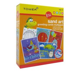 4 Pack Sand And Glitter Art Greeting Cards
