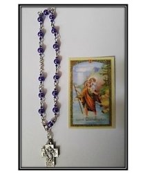 St Christopher Chaplet - Purple Faux Pearls