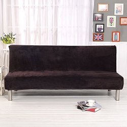Younar Solid Color Armless Futon Sofa Bed Cover Fullsize Thickerplushsofacoverprotectorsofa Slipcover Coffee