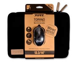 Port Designs Torino 13.3' Sleeve - Black + Mouse
