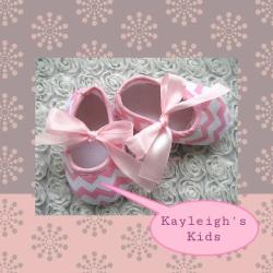 Chevron Pink Soft Baby Shoes 3-6 Or 6-12 Months