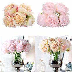 5 Heads Artificial Silk Peony Flowers Wedding Bride Hydrangea Bonquet Home Bedroom Decoration