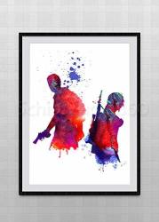 Ellie And Joel From The Last Of Us Watercolor Illustrations Art Movie Poster Children's Room Wall Art Home Decor