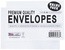 Leader Paper Products A1100 A1 Envelope 3.625 By 5.125-INCH White 100-PACK