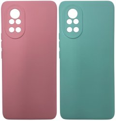 Pink And Turquoise Liquid Silicone Cover For Huawei Nova 8 - 2 Pack