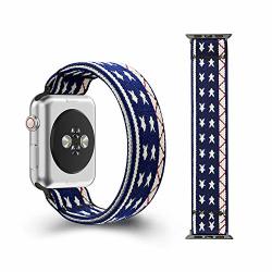Zerofire Compatible With Applewatch Elastics Band 38MM 40MM Double-layer Pattern Stretch Handmade Strap Not Fit 42MM 44MM Black Adapter For 38MM 40MM Blue Star Wrist