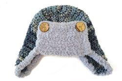 Crochet Aviator Hat In Grey Mix Colour