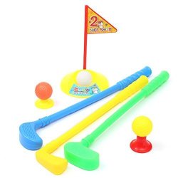 CynKen Set Of Plastic 3 Golf Putter Club 2 Balls 2 Putting Cup 2 Flags 2 Tees Kids Toy