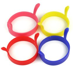 Renext 4 Pcs Kitchen Cooking Silicone Fried Oven Poacher Pancake Egg Poach Ring Mould