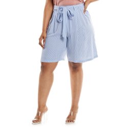 Donnay Plus Size Soft Shorts Blue Stripe