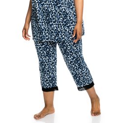 Donnay Plus Size Animal Print Pant With Lace - Ink