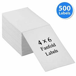 Lotfancy 4" X 6" Direct Thermal Labels Perforated White Mailing Postage Shipping Labels Compatible With Zebra 2844 Rollo Permanent Adhesive Fanfold 1 Stack 500 Labels