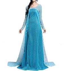 Peachi AE4 Adult Princess Lace Dress Inspire By Frozen Elsa Costume Dress Halloween Girl Cosplay Party S-xxl