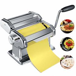 Pasta Maker Machine Homemade Stainless Steel Manual Roller Pasta Maker With Adjustable Thickness Settings Sturdy Noodles Cutter With Clamp For Spaghetti Fettuccini Lasagna Or