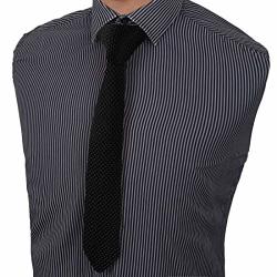 Black Skinny Knit Tie 2.2" Solid Men Thin Knit Tie Fathers Day Norrw Dan Smith C.C.G.B.002.2 Black