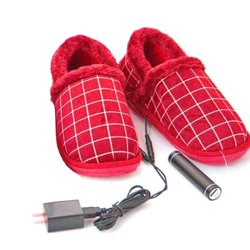 USB Electric Warming Slippers Red 5.5-6 Two Colour Pattern
