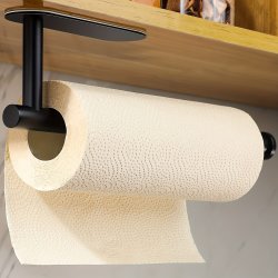 1PC Self-adhesive Paper Towel Holder Under Cabinet For Kitchen Bathroom Tissue And Towel Holder Plastic Wrap And Roll Paper Storage Storage Rack Home Kitchen