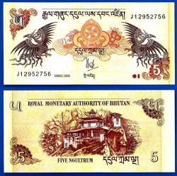 Bhutan 5 Ngultrum 2006 Unc Asia Bird Banknote