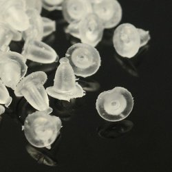 Plastic Earring Earnuts White About 4mm Long 3.5mm Wide 3.5mm Thick Hole: 0.5mm 100pcs bag