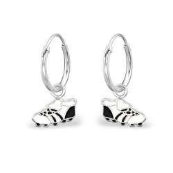 Sterling Silver Football Boots Hoop Earrings Soccer Earrings White Black Sport Sterling Silver E28639