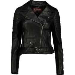 Women's Cargo Biker 100% Leather Jacket- - 2XL