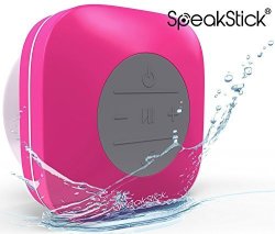 Speakstick Classic Waterproof Bluetooth Speaker For The Shower Pool Beach Or Hot Tub. Rechargeable And Portable With Microphone And 6 Hours Of Playtime Pink