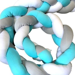 4AKID Braided Cot Bumper For Babies 2M - Assorted Colours - Blue