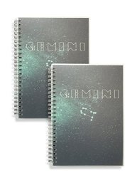 Miliko Zodiac Series Dot Grid A5 Size Wirebound spiral Notebook SET-2 Notebooks Per Pack 160 Pages 80 Sheets Transparent Hardcover Gemini