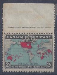 Canada 1898 2d Greenish Blue Top Marginal With Imprint Fine Mint